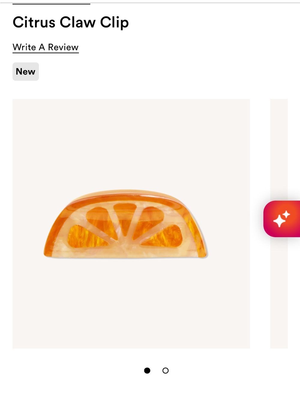 Orange Resin Half-Moon Hair Clip
